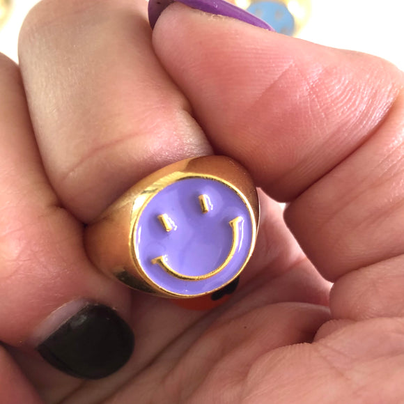 Adult Purple Happy Face Ring